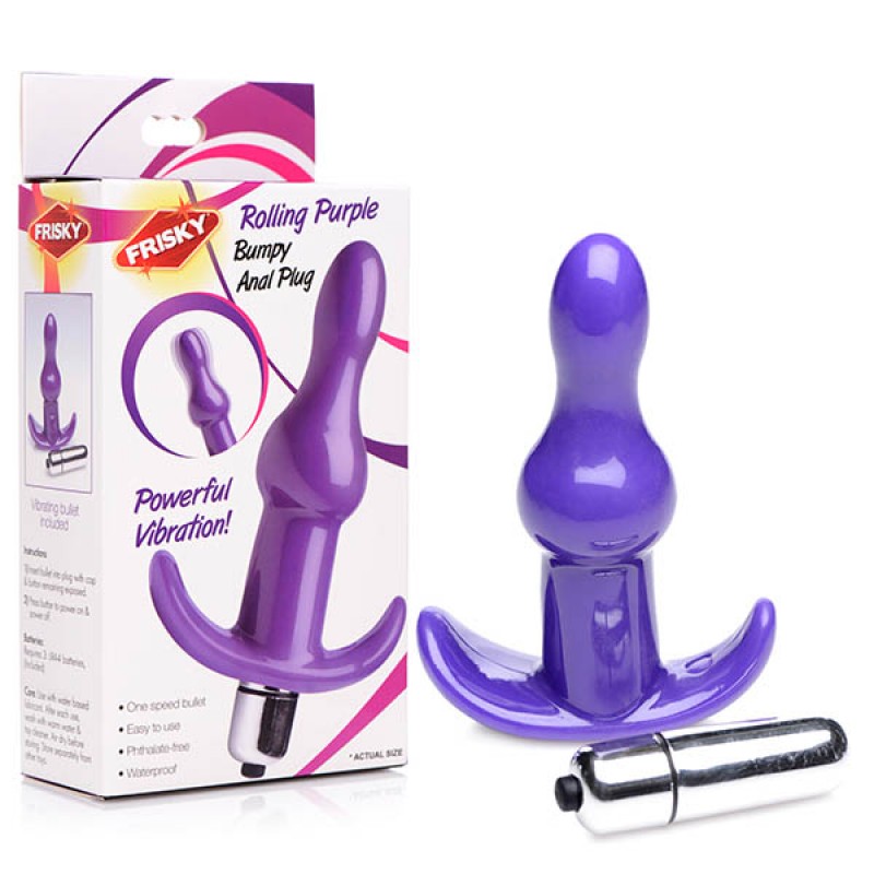 Frisky Bumpy Vibrating Anal Plug - Purple